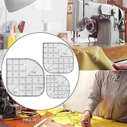 Non Slip Curved Corner Cutter Ruler Acrylic DIY Crafts Patchworks Sewing Template Household Patchworks Tool Sewing Supplies