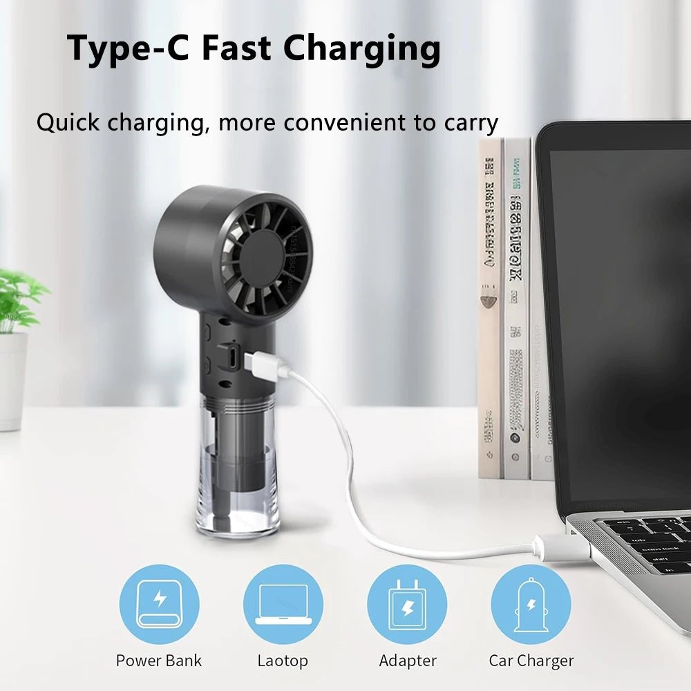 Mini Humidifier Fan Portable Handheld Mist Fan USB Rechargeable Outdoor Hand Fan Small Spray Mist Fan Portable Water Spray Fan