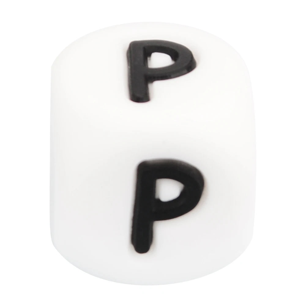 Lofca 100Pcs 12MM Silicone Letter Beads Silicone Beads Loose Beads Food Grade DIY Bracelet Necklace Pacifier Chain Accessories