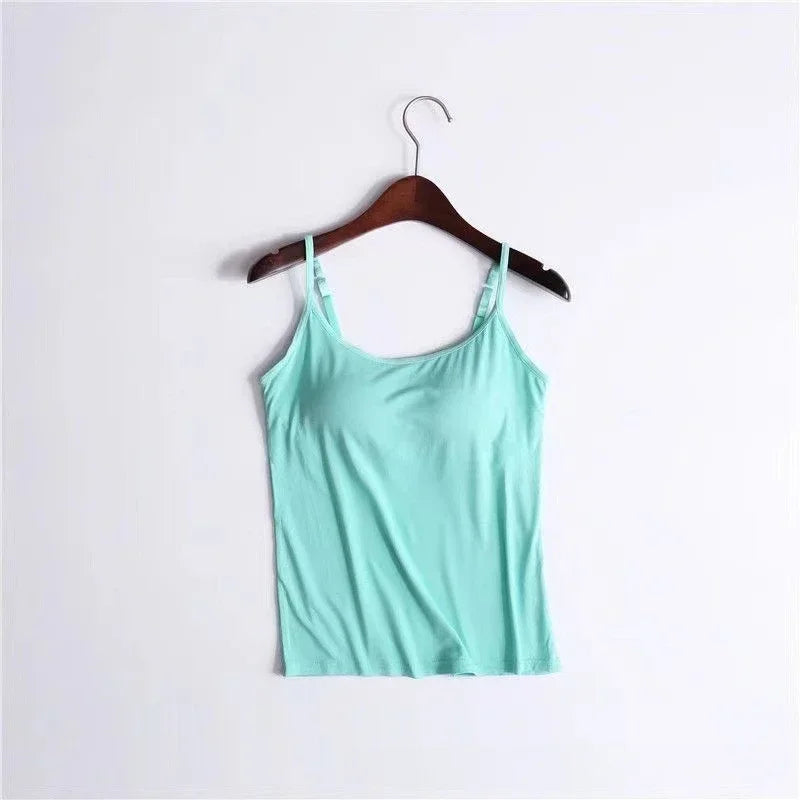 Higher Quality Solid Padded Bra Sexy Women Tops Camisole Top Women Vest Women Camisole with Built in Bra Cami Top Vest Tank Top