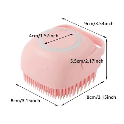 Dog Bathing Brush Pet Massage Brush Shampoo Dispenser Soft Silicone Brush Rubber Bristle for Dogs and Cats Shower Grooming Tool