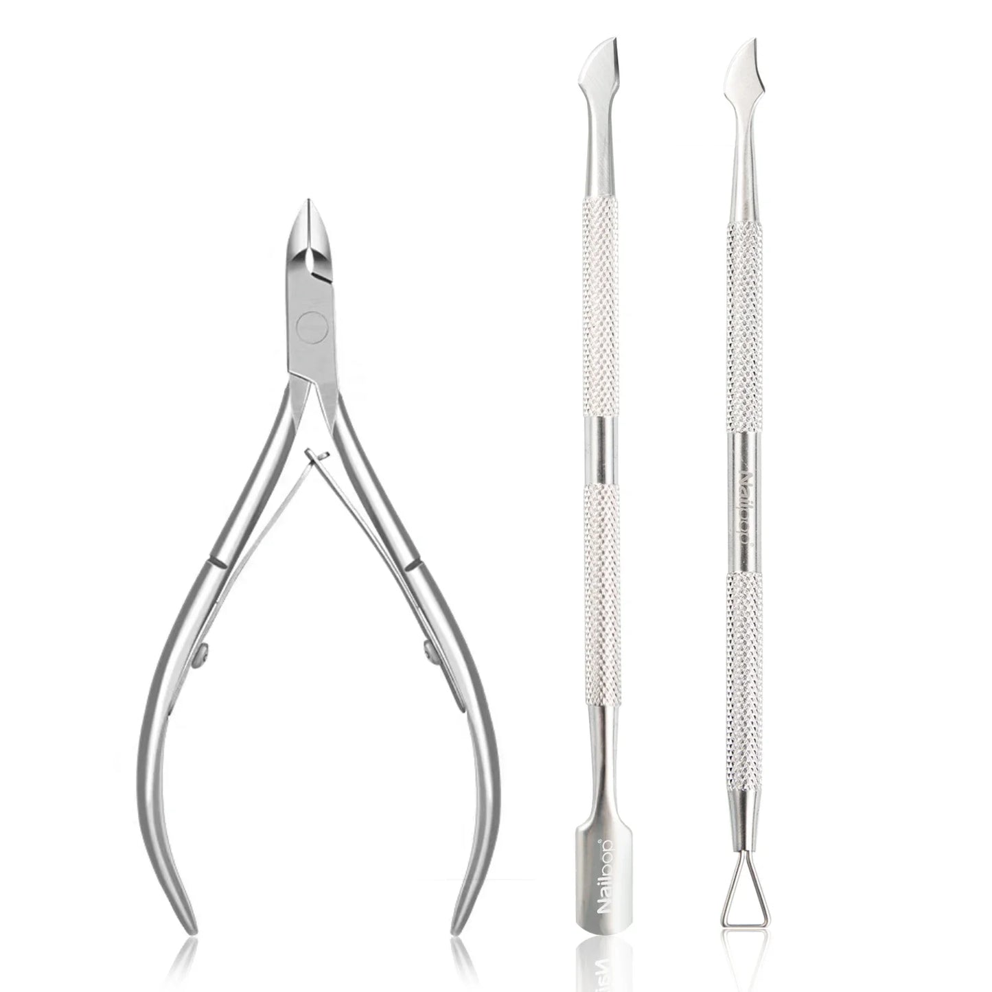 Nailpop Nail Cuticle Scissors Stainless Steel Manicure Pedicure Trimmer and Pusher Silver Dead Skin Scissor Nipper Clipper Tool