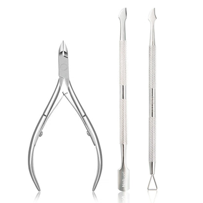Nailpop Nail Cuticle Scissors Stainless Steel Manicure Pedicure Trimmer and Pusher Silver Dead Skin Scissor Nipper Clipper Tool