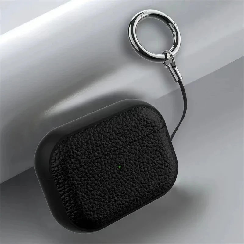 Litchi Leather Case For AirPods 4 3 2 1 Business Earphones Cases For Apple AirPods Pro 1st 2nd Gen Cover Headset Shell With Hook