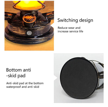 Retro Portable LED Horse Lantern Lamp Rechargeable Hanging Camping Lights 3 Lighting Modes for Desktop Bar Resturant Decoration