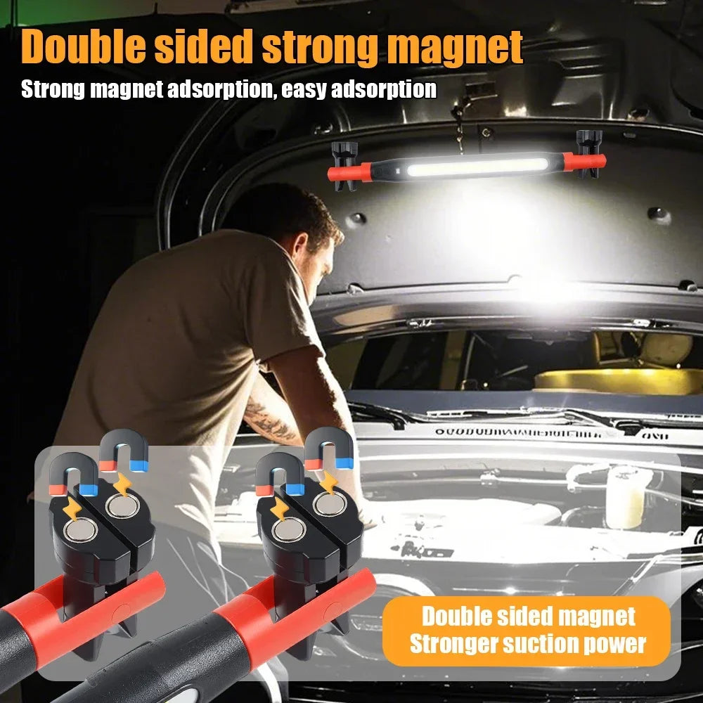 KDULIT LED Magnetic Work Light Rechargeable Underhood Work Lamp With Hooks & Rotating Magnetic Base For Car Repairing Emergency