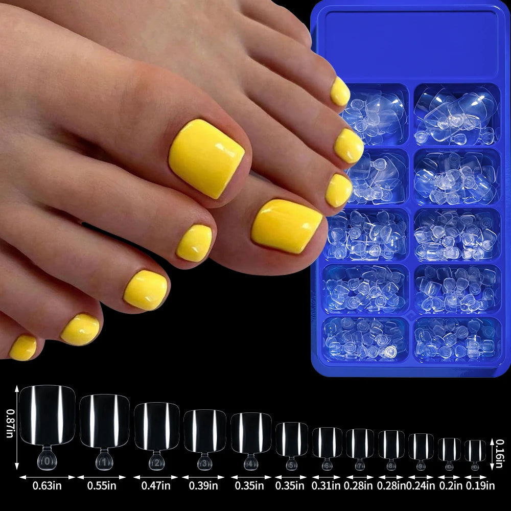 100pcs Classic White Fake Toenails Short Square Full Cover Press On Toenail Artificial False Toe Nails Tips for Women Daily Wear