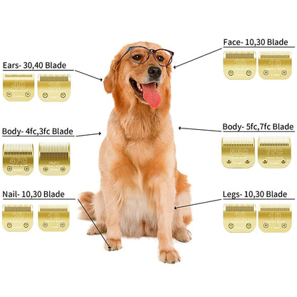 Replacement Detachable Pet Dog Clipper Ceramic Blades Set Compatible with Andis,Oster A5,Wahl KM10 Series Clippers