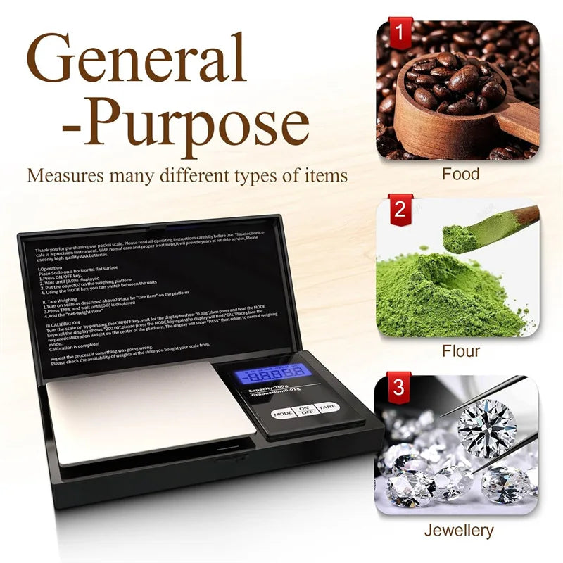 0.01g Jewelry Mini Stainless Steel Electronic Scale Digital Pocket Scale Gold Gram Balance Weight Scale Portable Pocket Scale