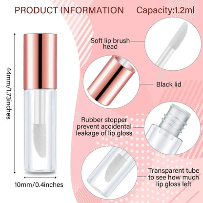 1.2ml Mini Lip Gloss Tubes with Wand Empty Travel Bottle Refillable Lip Gloss Containers Lip Balm DIY Lipstick Cosmetics