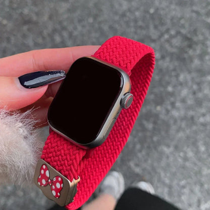 Cartoon Nylon Strap for Apple Watch Band Ultra 2 49/46/45/42/41/40/38mm , Bowknot Magnetic Band for Iwatch 10 9 8 SE 7 6 5 4 3