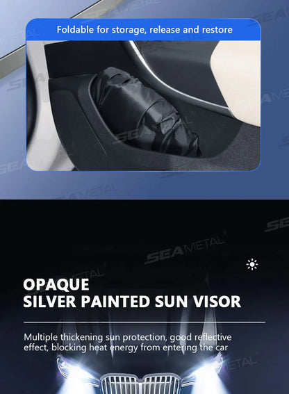 SEAMETAL Car Windshield Sun Shade Cover Foldable Front Window Sun Visor Blocks UV Refletive Car Parasol Sunshade Protector Cover