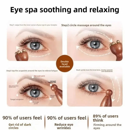 Contour Brush,Lymphatic Contour Facial Brush&Brass Lotus Eye Massage Stick Sandalwood Face Eye Meridian Acupressure Massage Tool