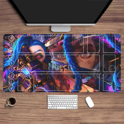 Riftbound LTCG Card playmat League of Mouse Pad Legends Jinx Series LOL 600x350mm overlock Board Game HD Printing XXL Desk Mat
