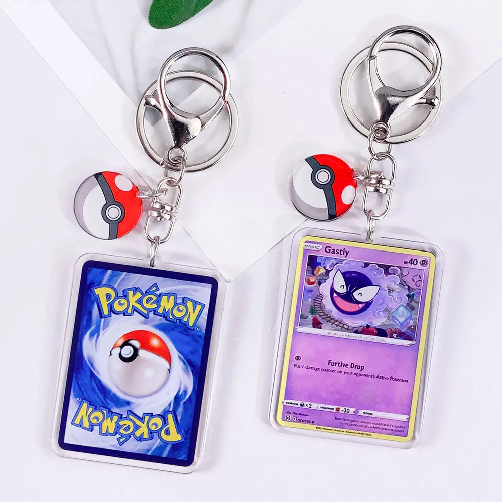 Pokémon Card Cute Acrylic Car Keychain Accessories Pikachu Charizard Gengar EeveeBag Charm Backpack Pendant Gifts For Friends