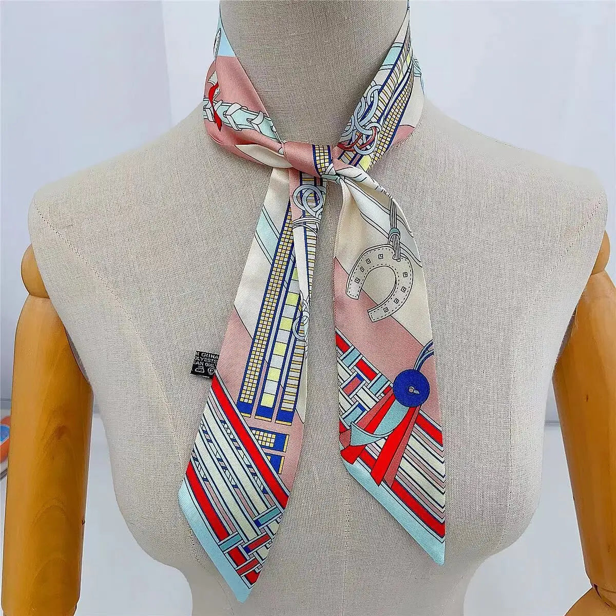 New Long Small Silk Scarf Headband Women's Double-sided Elegant Binding Strap Streamer Small Scarf Gift Ribbon Silk Scarf