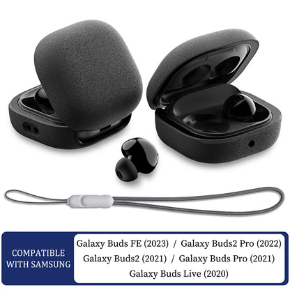For Samsung Galaxy Buds FE, Buds Pro, Buds2 Pro, Buds Live, Buds2 Case Cover, Vogue Fiber Stripe Protection Case with Lanyard