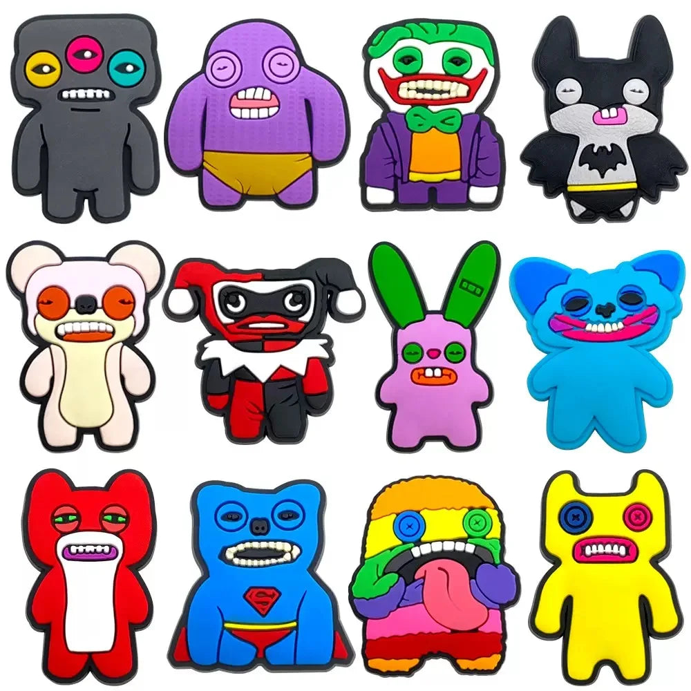 12Pcs Fuggler Monster Shoes Charms Cartoon Clog Sandal Garden Shoe Decoration Accessorie Shoe Buckles Kids Party Gifts