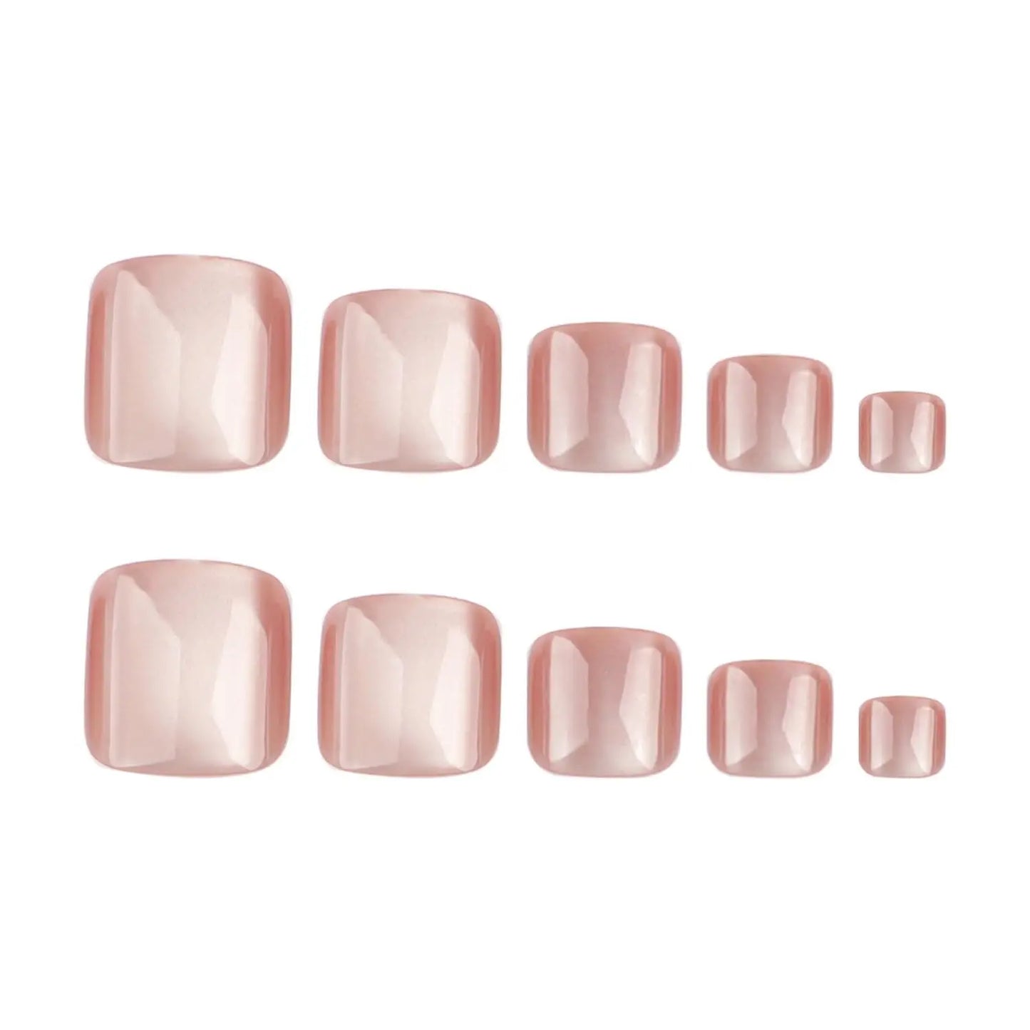 24pcs French Fake Toenails Pink Gradient Full Cover Short Square Toe Nails Foot Nails Tips for Women Girls
