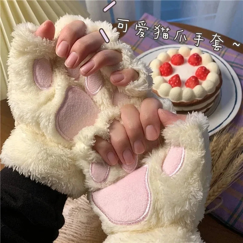 1 Set Cute Cat Ear Hair Wear Claw Gloves Girls Anime Cosplay Costume Plush Bell Cat Fur Ear Hairband Night Party Club Headbands