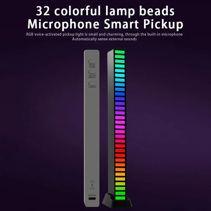 RGB LED Strip Light Music Sound Control Pickup Rhythm Ambient Lamp Atmosphere Night Lights For Bar Car Room TV Gaming Decoration