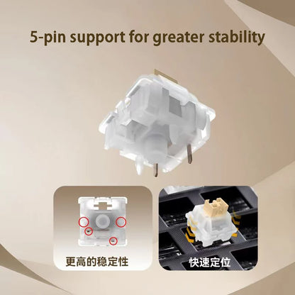 Outemu Yellow Jade Silent Switches 5Pin HP Tactile Custom Mechanical Keyboard Mute MX Switch Pre-lubed for Gaming Office