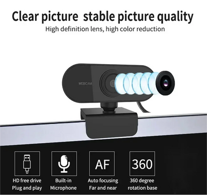 Webcam with Microphone, USB Computer Camera for Video Calls, Zoom, Teams, Streaming, Plug and Play for PC, Mac