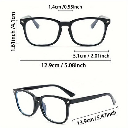 1pc Square Rivet Fashion Anti Blue Light Glasses for Daily Commute, Fashion Glasses|Riveted Frame Design|Lightweight Eyewear