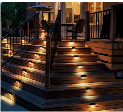1~12PCS Solar Deck Light Outdoor IP65 Waterproof Solar Power Garden Lamps for Railing Stairs Step Fence Yard Patio Pathway
