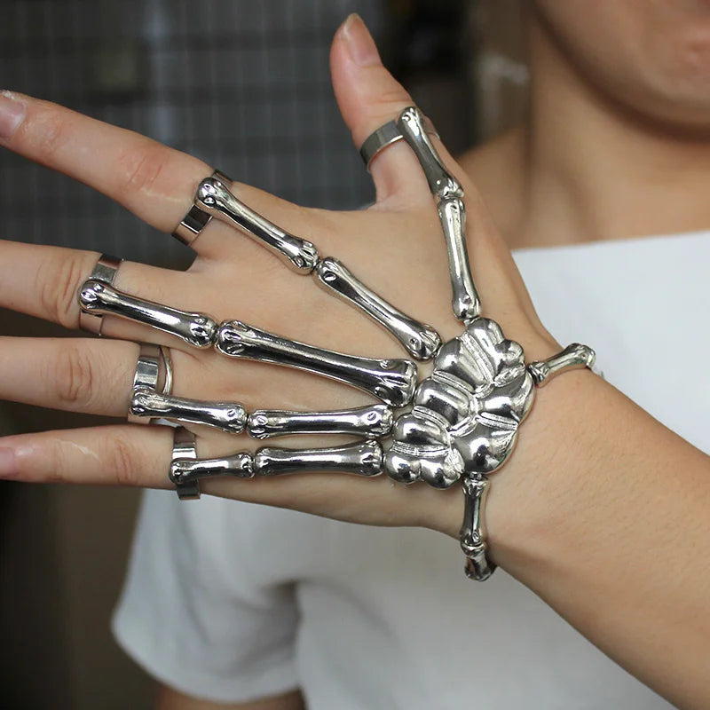 Skeleton Hand Bracelet For Women Gothic Punk Skull Elasticity Adjustable Bracelet Bangles Femme Halloween Party Accessories