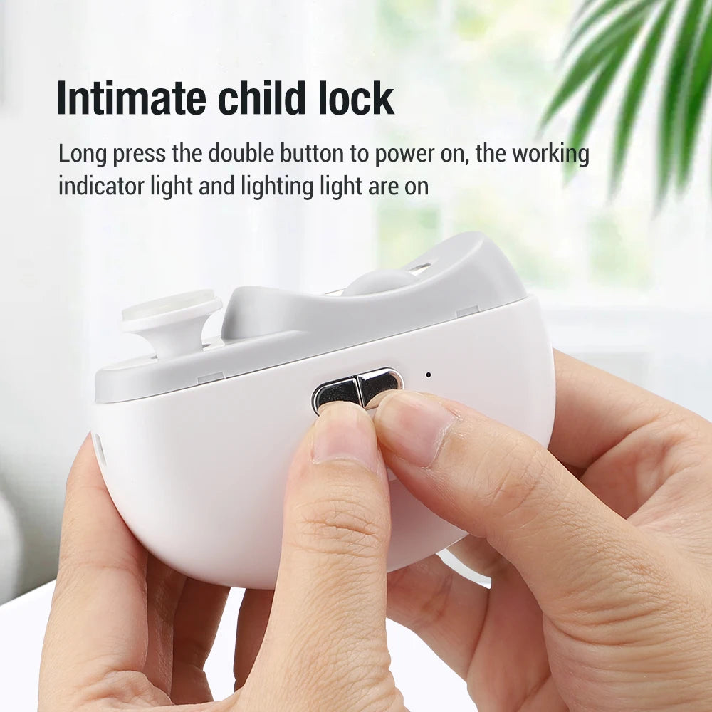 Electric Nail Clipper 2 in 1 Grinding and Polishing with Light Automatic Nail Trimmer Rechargeable Nail Cutter Manicure