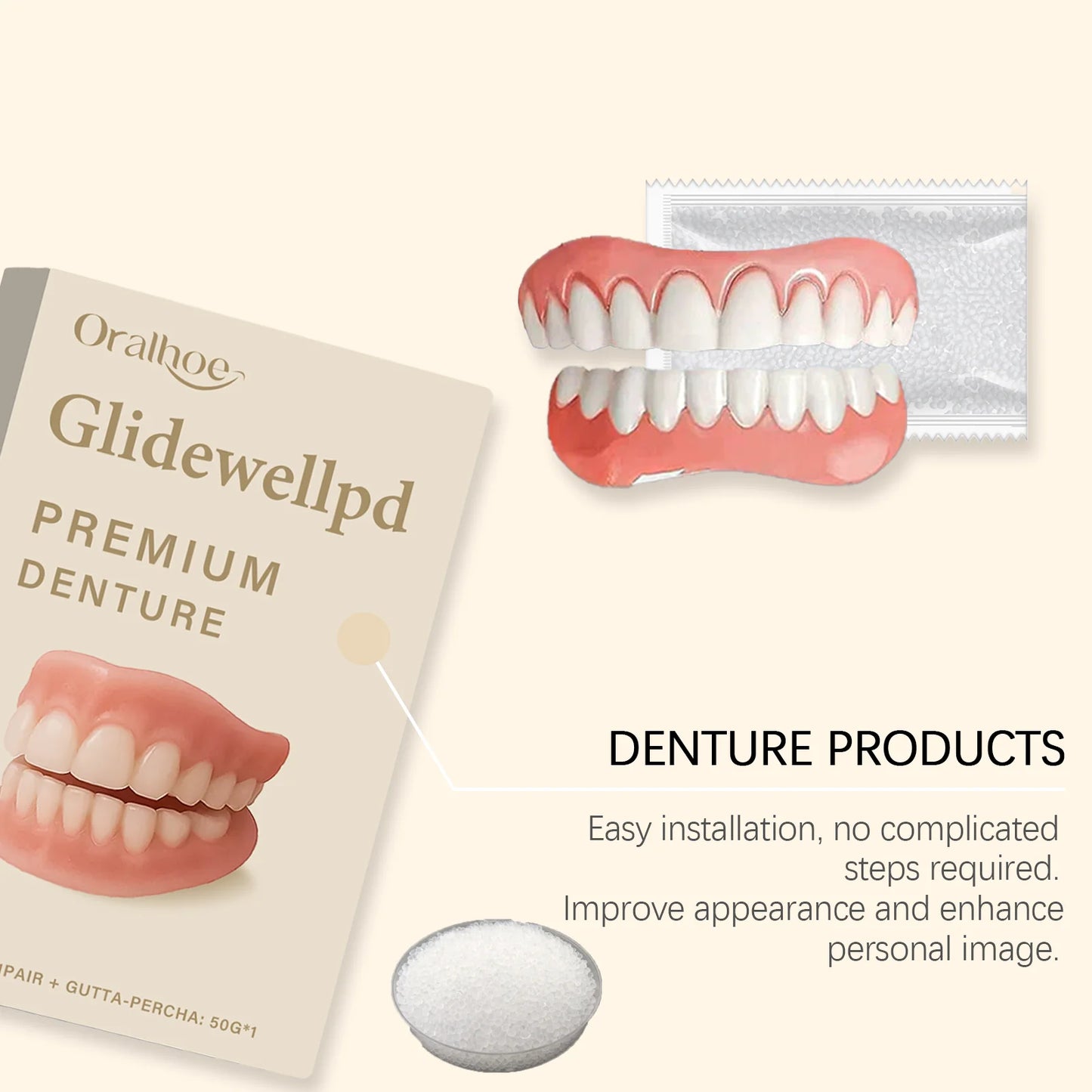 Full Denture Fake Teeth User Friendly Natural Safe Silicone Upper & Lower Veneers Perfect Laugh Veneers Dentures Paste Fake Teet