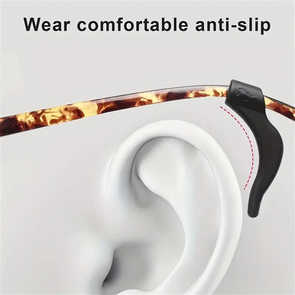 5pairs Silicone Anti-Slip Ear Hooks Women Men Antiskid Glasses Leg Ear Sleeve Anti-Fall Eyewear Holder Accessories Black