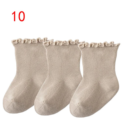 3Pair/lot New Boys and Girls Solid Color Baby Socks