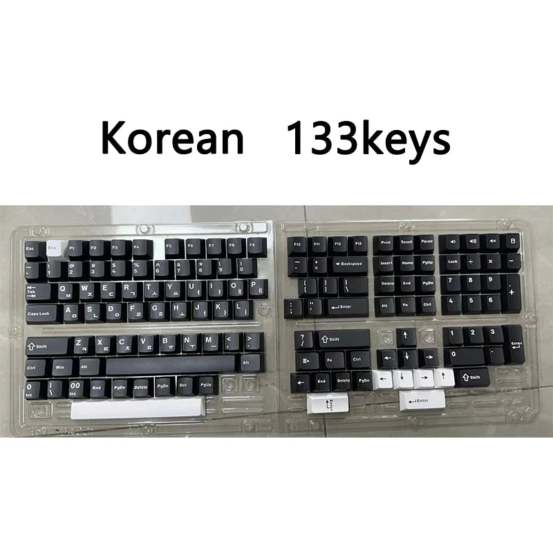 XVX Black White Dual Color Keycap Japan Korean Russian Cherry Profile Front Carving PBT For Magnetic Switch Mechanical Keyboard