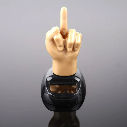 Solar Powered Mid Finger Shaking Toy Car Dashboard Dancing Figure Toy Brown Creative Car Bobbleheads Decorative Ornament