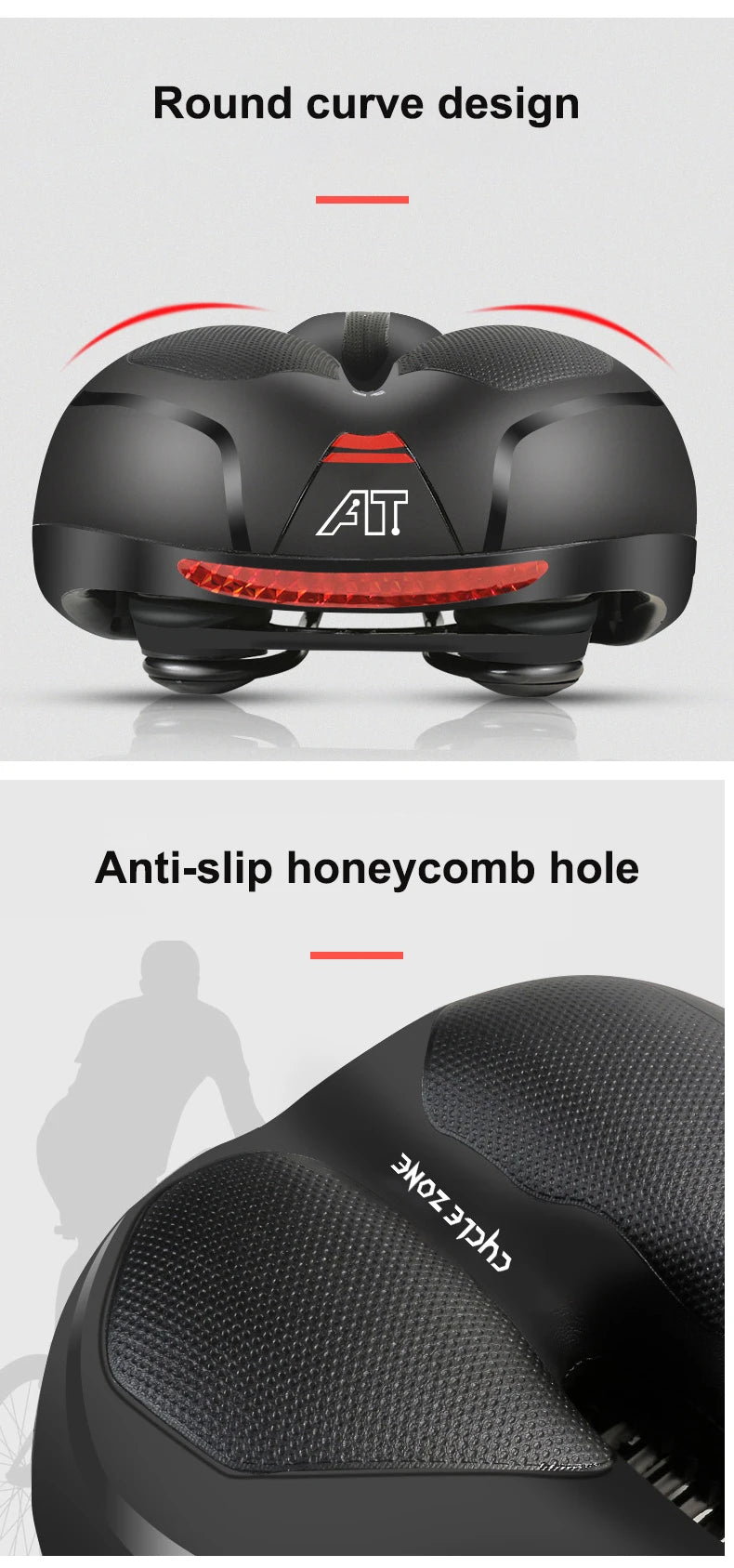 Hollow Breathable Bicycle Saddle Men Women MTB Road Bike Saddle Shock Absorbing Comfortable Big Butt Bike Seat Safety Warning