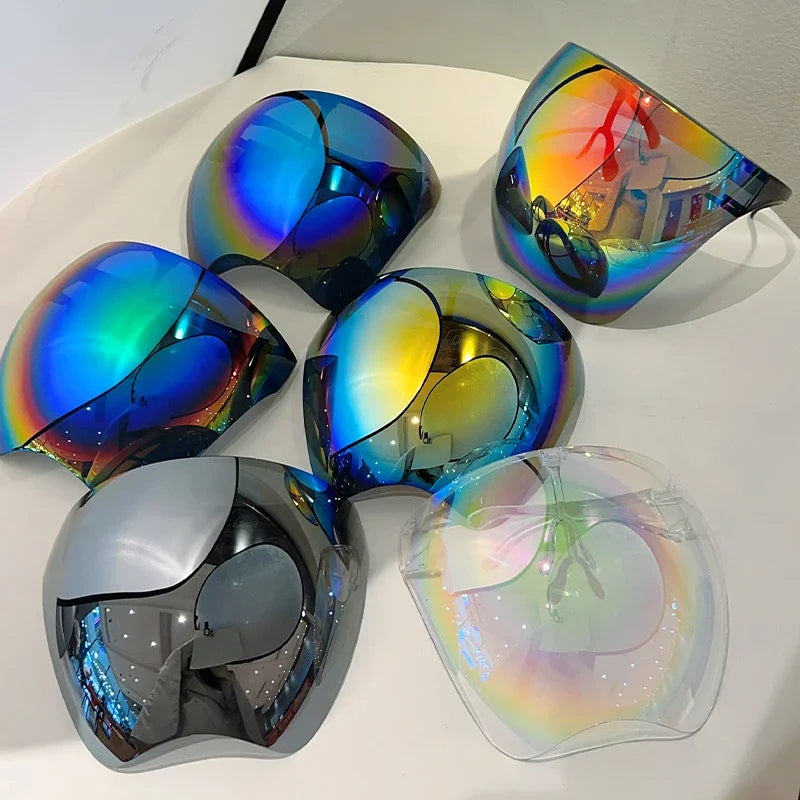 KAMMPT Huge Sports Goggle Men Futuristic Mirror Outdoor Cycling Protective Sunglasses Women Trendy Wrapped Round Anti-UV Shades