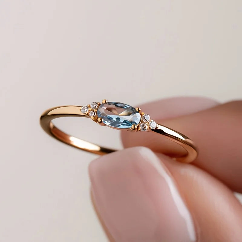 Vintage Trend Oval Set Zirconia Women's Ring Niche Personalized Creative Holiday Party Jewelry Accessories Gifts