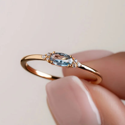 Vintage Trend Oval Set Zirconia Women's Ring Niche Personalized Creative Holiday Party Jewelry Accessories Gifts