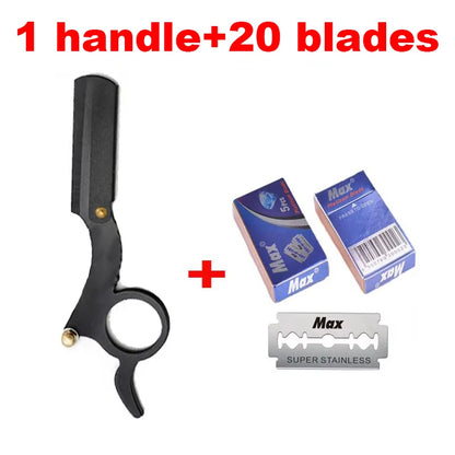 KVIFO【Hot sales】New Old Fashioned Razor Manual Shaver Mini Thumb Shaver Men's Face Shaver Holder Eyebrow Shaver with blade