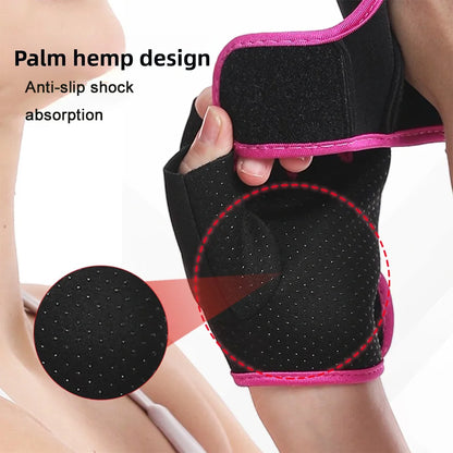 1 Pair Unisex Adjustable Sports Gloves For Autumn And Winter with Anti-slip Silicone Dots for Weightlifting Cycling Squat