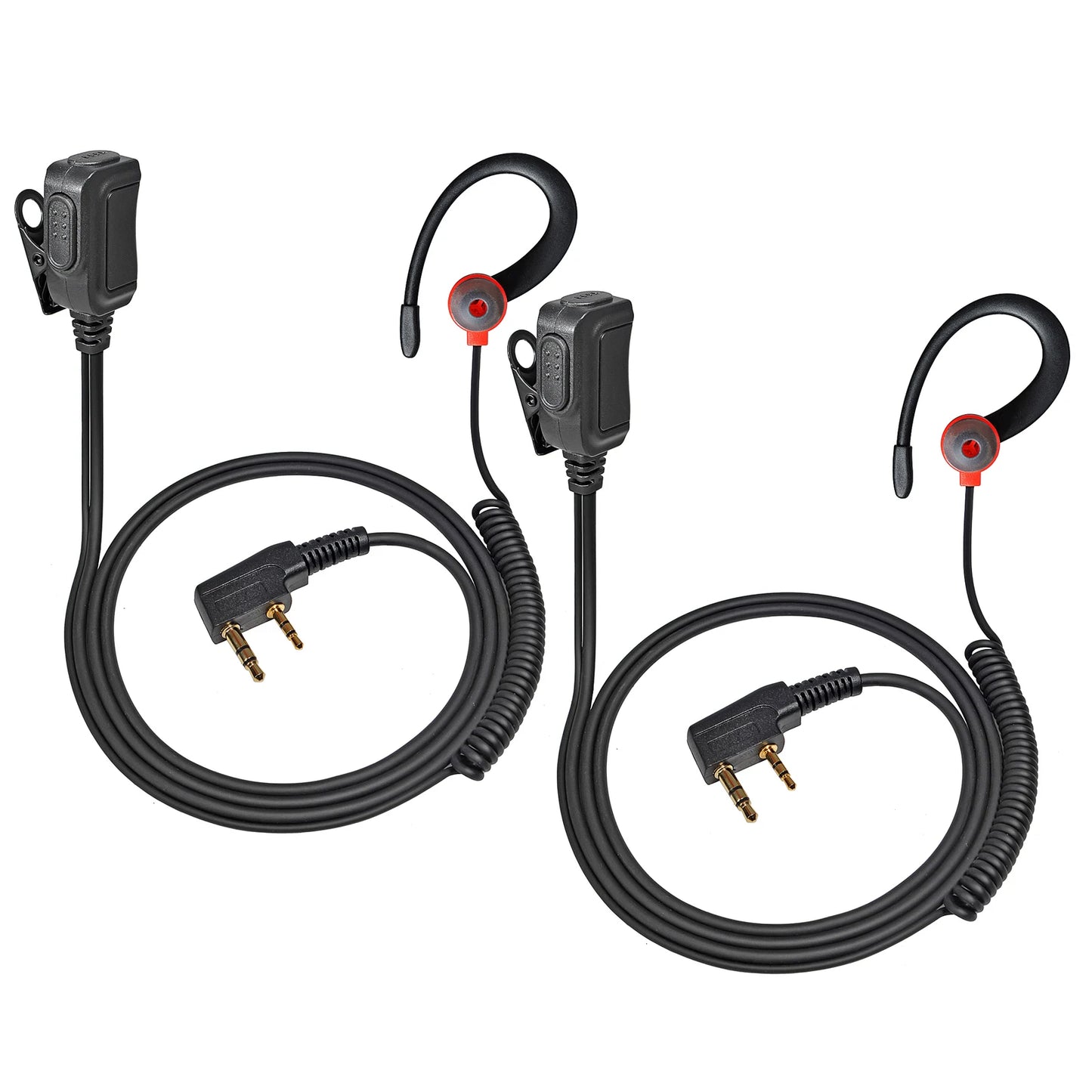 Two Way Radio 2 Pin K Head Soft Ear Hook Earpiece Walkie Talkie Headset with Mic PTT for BaoFeng UV-5R BF-888s Kenwood Retevis