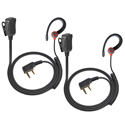 Two Way Radio 2 Pin K Head Soft Ear Hook Earpiece Walkie Talkie Headset with Mic PTT for BaoFeng UV-5R BF-888s Kenwood Retevis