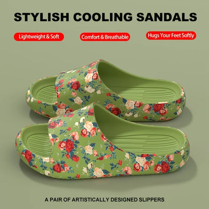 Women Men Floral Slide Sandals Plus Size Soft Slippers Thick Sole Non Slip Beach Shoes Casual Summer Indoor Outdoor Footwear