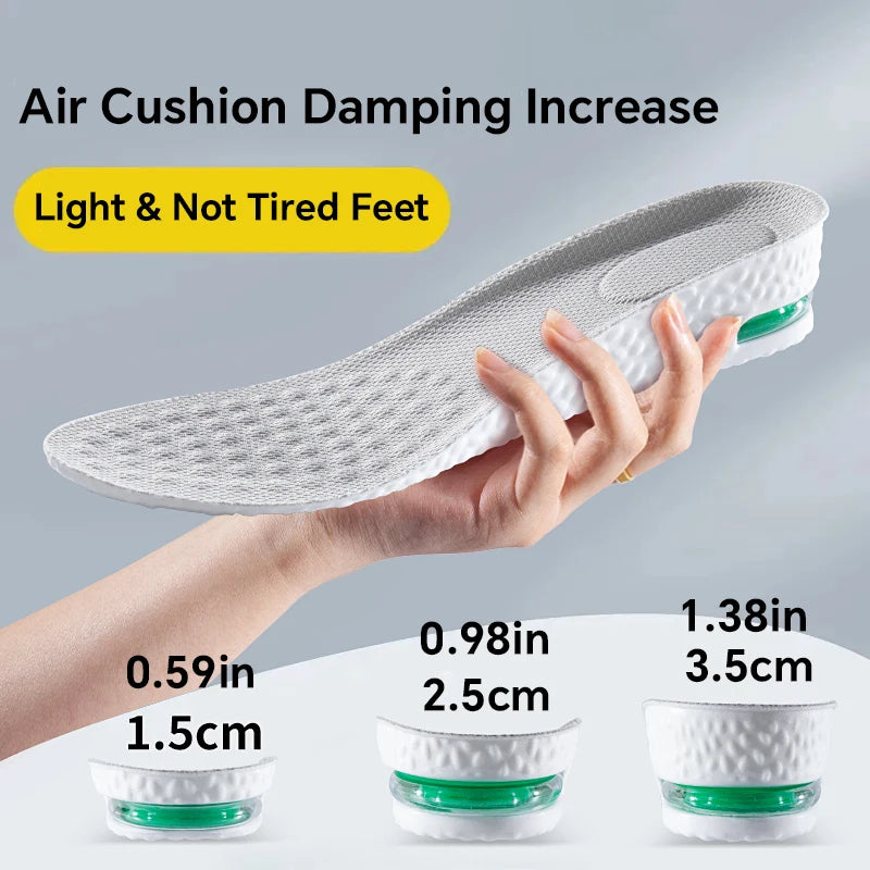 1Pair Height Increase Insole for Feet Sports Air Insoles Comfort Plantar Fasciitis Shoes Inserts Shock Absorbing Shoe Pads