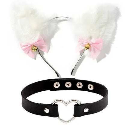 1 Set Cute Cat Ear Hair Wear Claw Gloves Girls Anime Cosplay Costume Plush Bell Cat Fur Ear Hairband Night Party Club Headbands