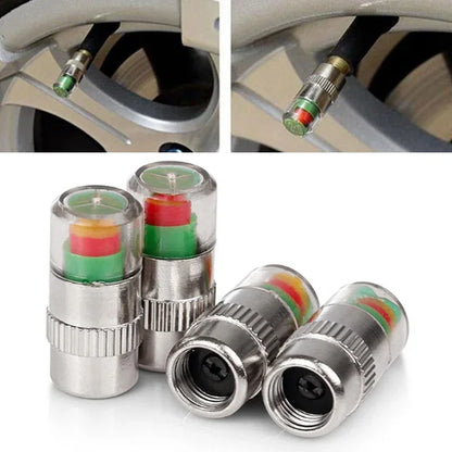 NEW 4pcs Car Tire Pressure Indicator Gauge Alert Monitoring Valve Cap Sensor External Detection