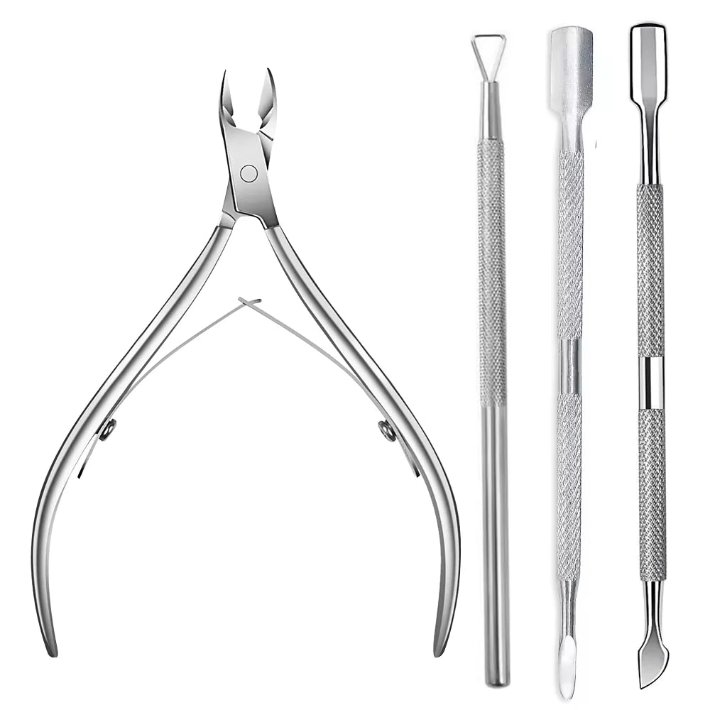 LINMANDA Cuticle Pliers with Cuticle Pusher Stainless Steel Cuticle Remover and Trimmer Perfect For Fingernails and Toenails