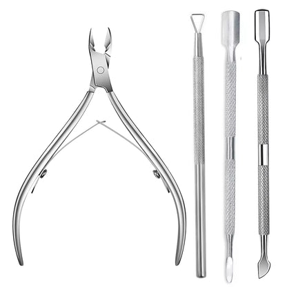 LINMANDA Cuticle Pliers with Cuticle Pusher Stainless Steel Cuticle Remover and Trimmer Perfect For Fingernails and Toenails